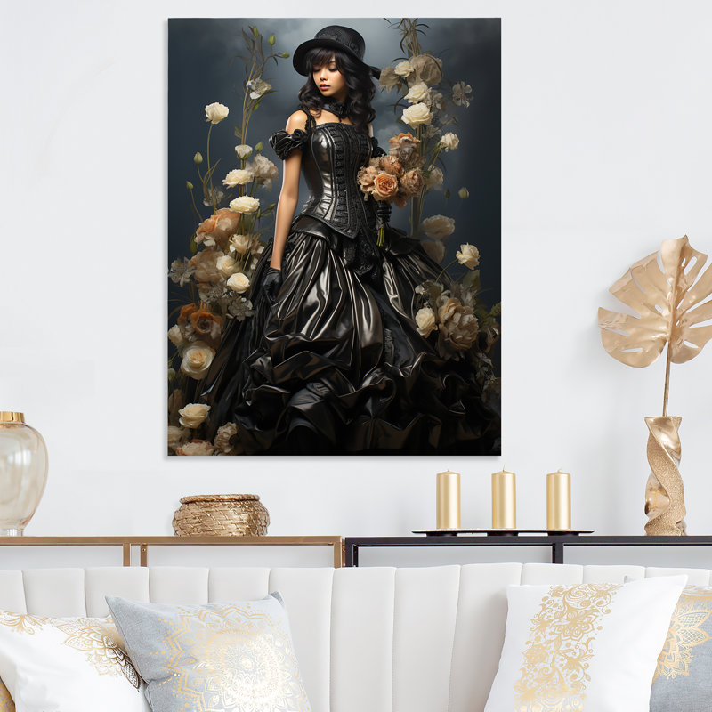 Victorian Charm Lady with Umbrella II - Art mural en métal femme victorienne, H 20 po x l 12 po