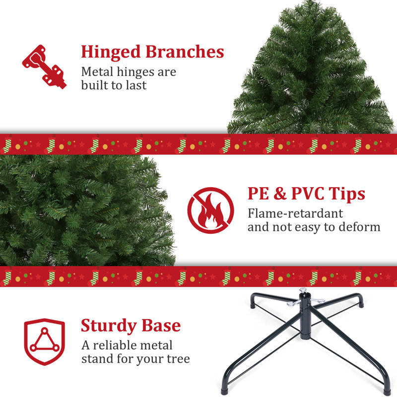 6ft Green Pre-lit Artificial Pine Christmas Tree with Warm White Lights
