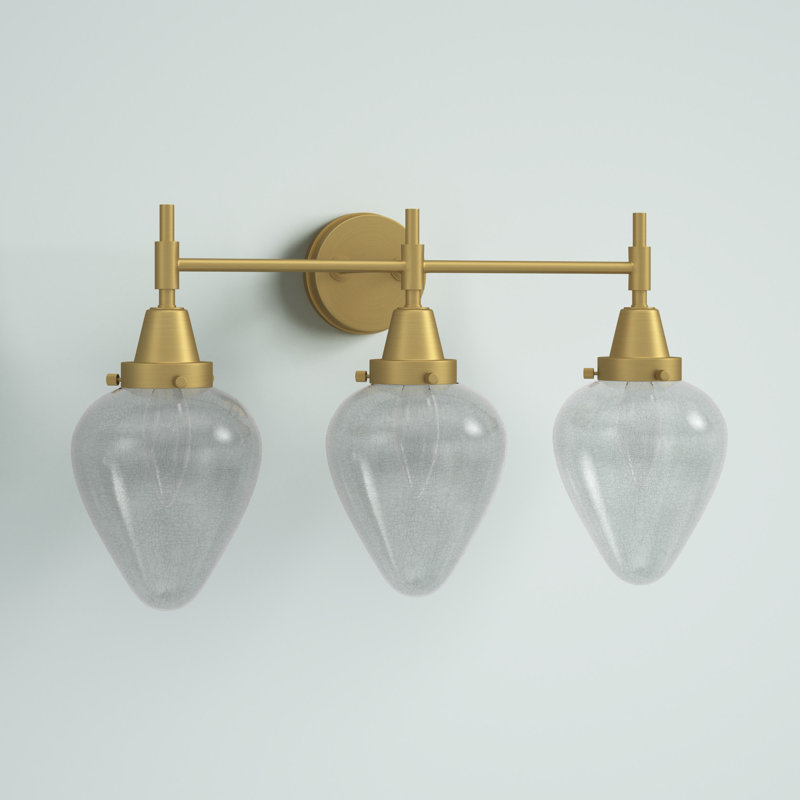 Gayle 3 - Light Dimmable Vanity Light, Satin Brass, Matte White, 4 Watt Vintage LED Bulb