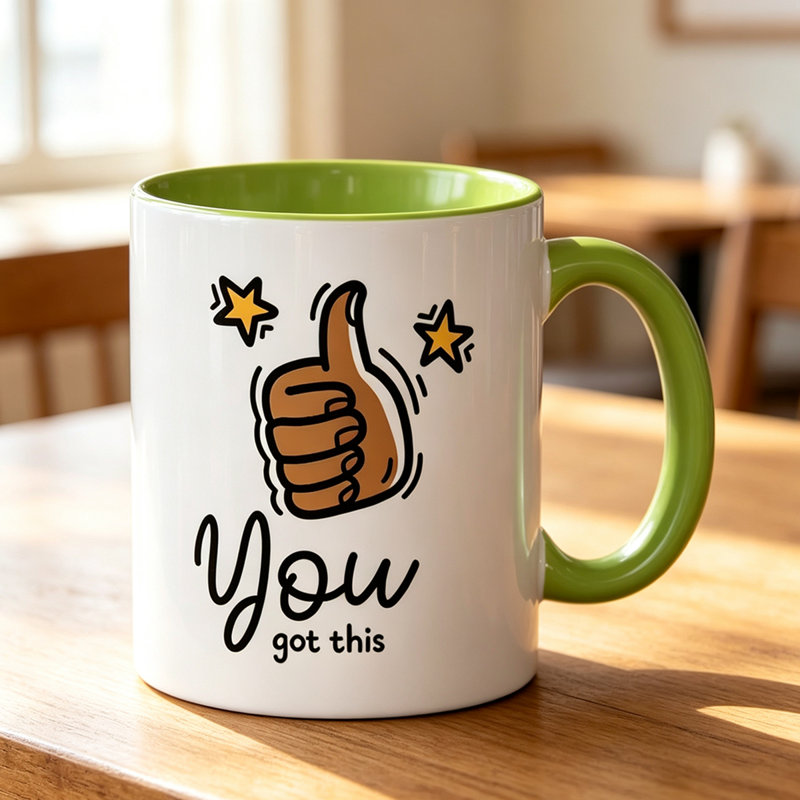 This Ceramic Coffee Mug Features a Motivational Design with a Thumbs Up And Stars, Making It a Great Gift for Holidays.