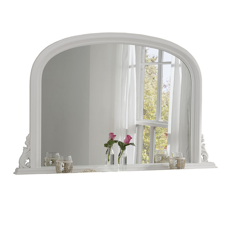 Overmantle Bainum Traditional Arched Mirror, White