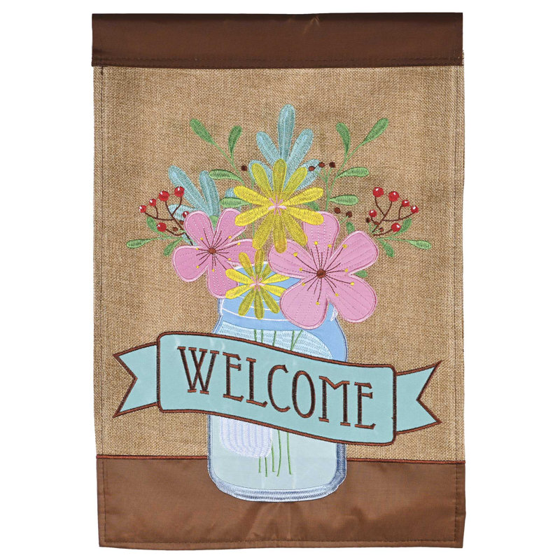 Drapeau pot de fleurs Welcome 13 x 18