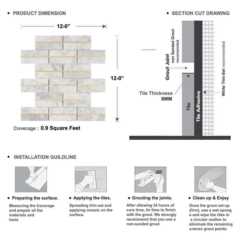 Kitchen Backsplash Beveled Natural Stone Mosaic Pattern Wall Tile