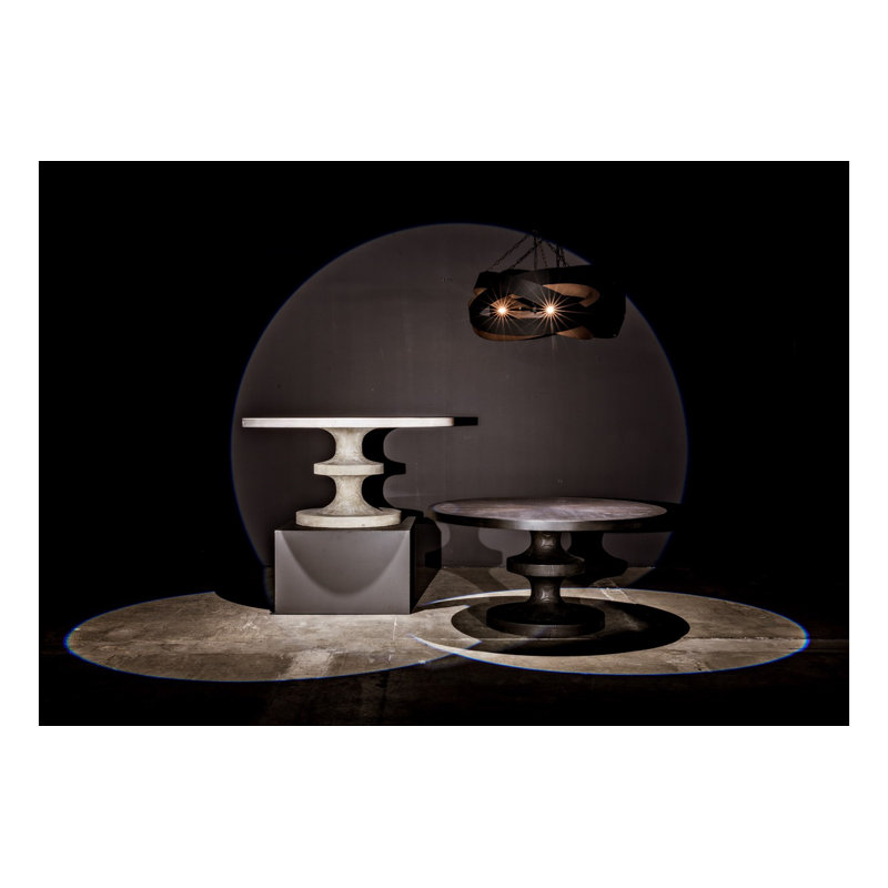 Erica Round Solid Wood Dining Table, Black Wax