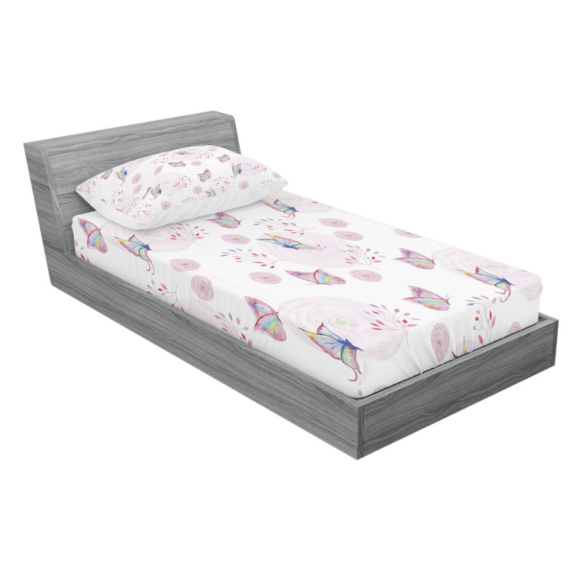 Microfiber Floral Sheet Set, Twin Sheet Set with Fitted Sheet