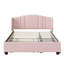 Lit plateforme tapissier avec tête de lit à oreilles, couleur rose - sans sommier, 2 tiroirs et lit gigogne simple pour l'organisation et le style de la chambre à coucher