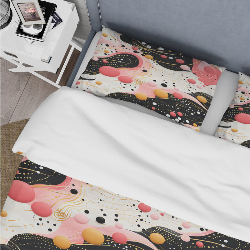 Ensemble de housse de couette Popart Dynamic Doodle Dots II, Housse de couette simple + 1 taie décorative stan