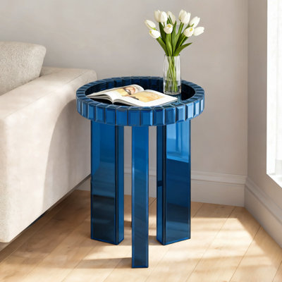 Plateau de table de bout rond en verre Amla 23 po