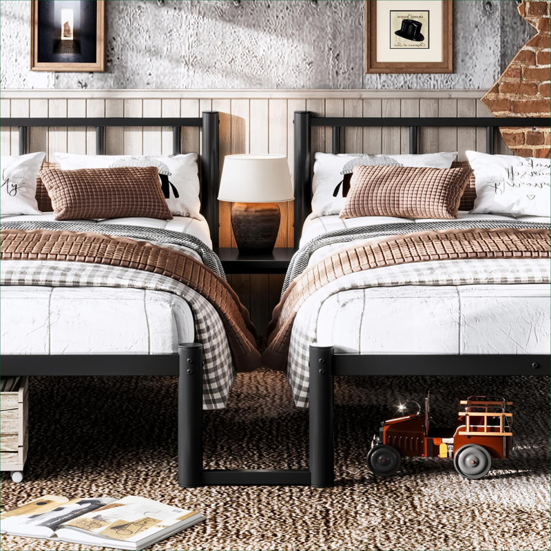 Metal MDF Platform Bed for Shared Kids and Guest Rooms, Sleek Black Detachable Triple Bunk Bed Accommodates 3 Sleepers With Twin XL Option