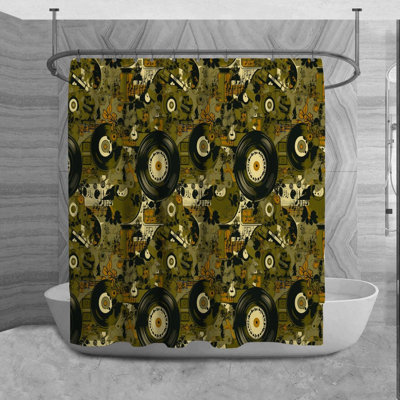 Jazz Shower Curtain Music Bathroom Decor Green
