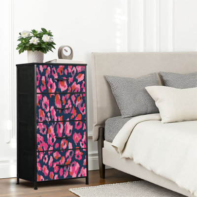 4 Drawer Dresser for Bedroom, Narrow Chest of Drawers, Wooden Top and Study Iron Frame 18"x37.5"-(WxH)
