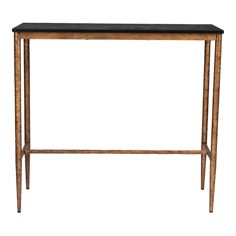 Nida Black Faux Wood and Bronze Industrial Bar Table