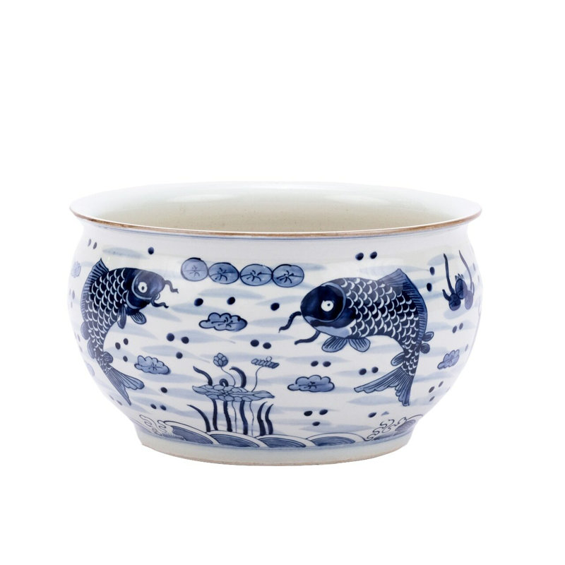 Bol décoratif orchidée 9 po H porcelaine bleue