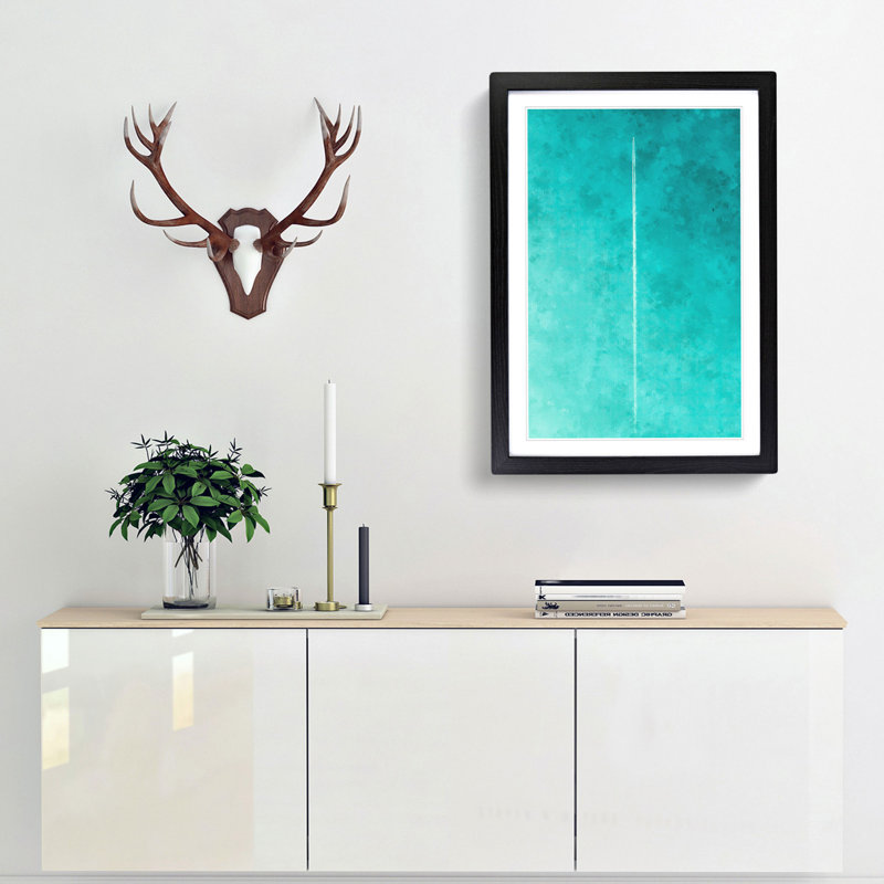 Plane In The Sky Painting - Single Picture Frame Print on MDF, 45cm H x 33cm W x 2cm D, Black Framed