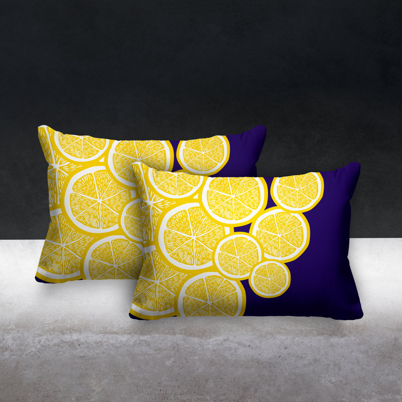 Coussin lombaire intérieur / extérieur jaune citron, Mauve