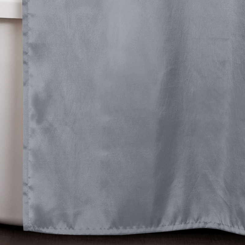 Gray Polyester Shower Curtain with Textured Ruffle Design