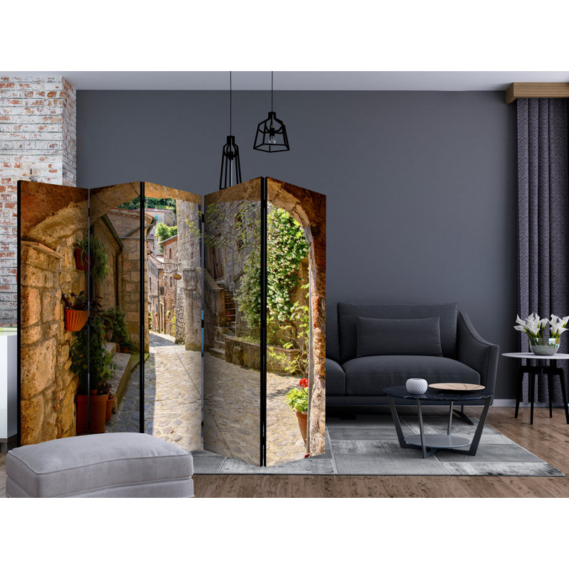 225cm W x 172cm H 5 - Panel Solid Wood Folding Room Divider