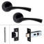  6 Pairs Astrid Design Door Handles on Round Rose Latch in Matt Black Finish with 2.5" Tubular Latch - 52mm Diameter