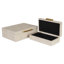 RebekaSet de 2 boîtes de rangement rectangulaires emboîtables, finition embossée moderne - faux chagrin crème-2051251457
