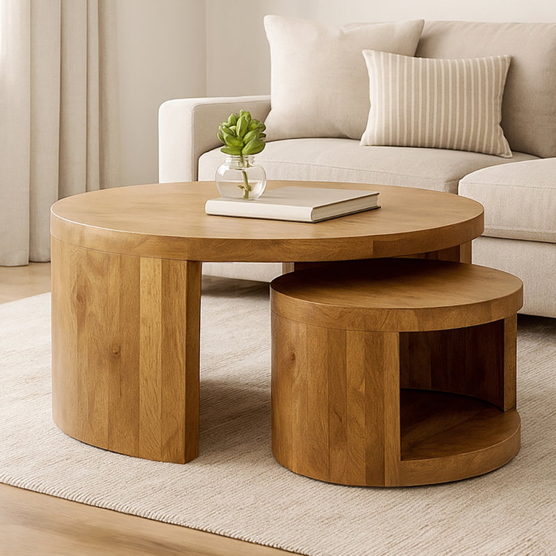 Ensemble de table de cocktail Beulah 2 pièces en noyer royal moderne sur bois massif