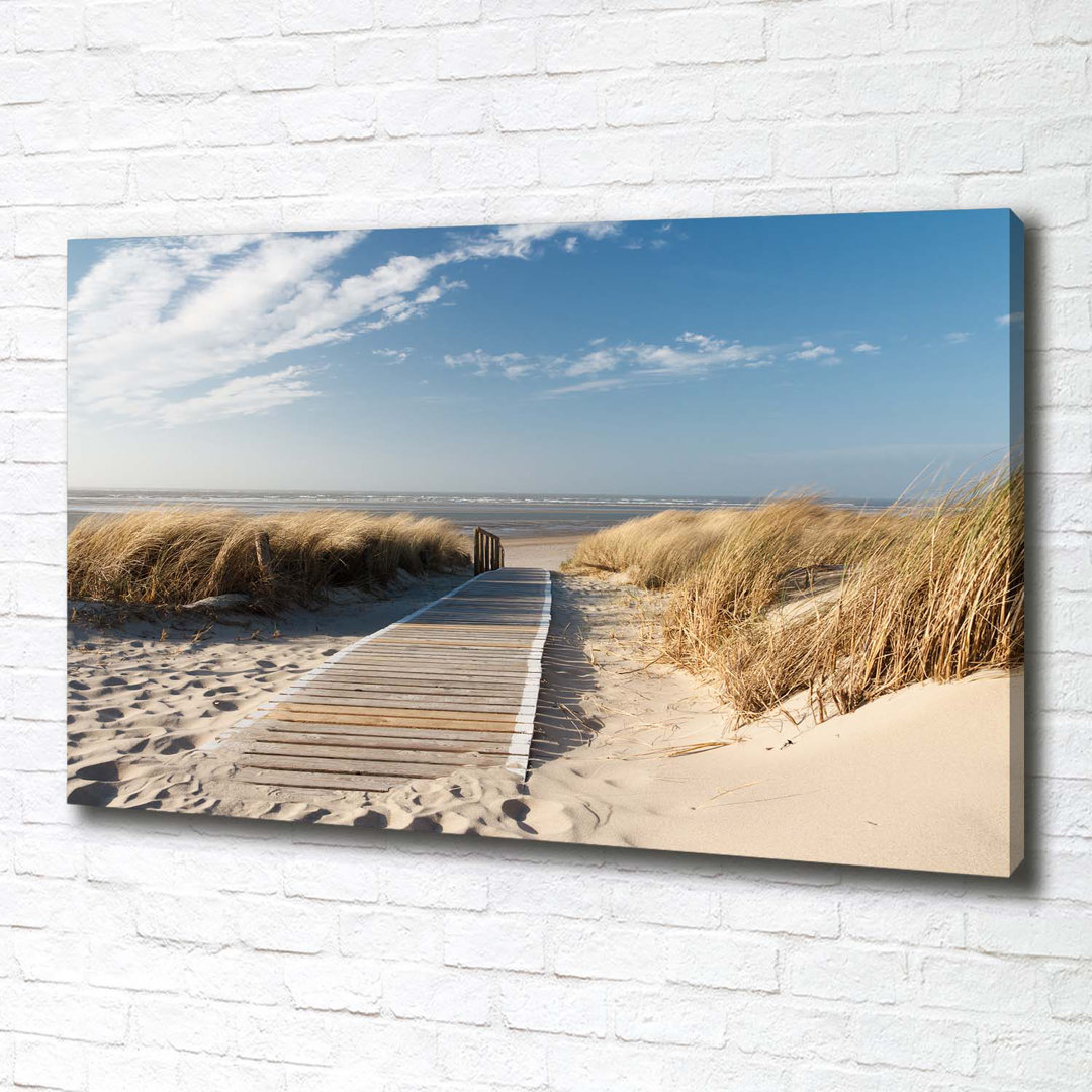 Leinwanddruck - Wandkunst - Prints On Canvas - 100X70 Image Picture Theme: Pfad auf Leinwand Der Strand