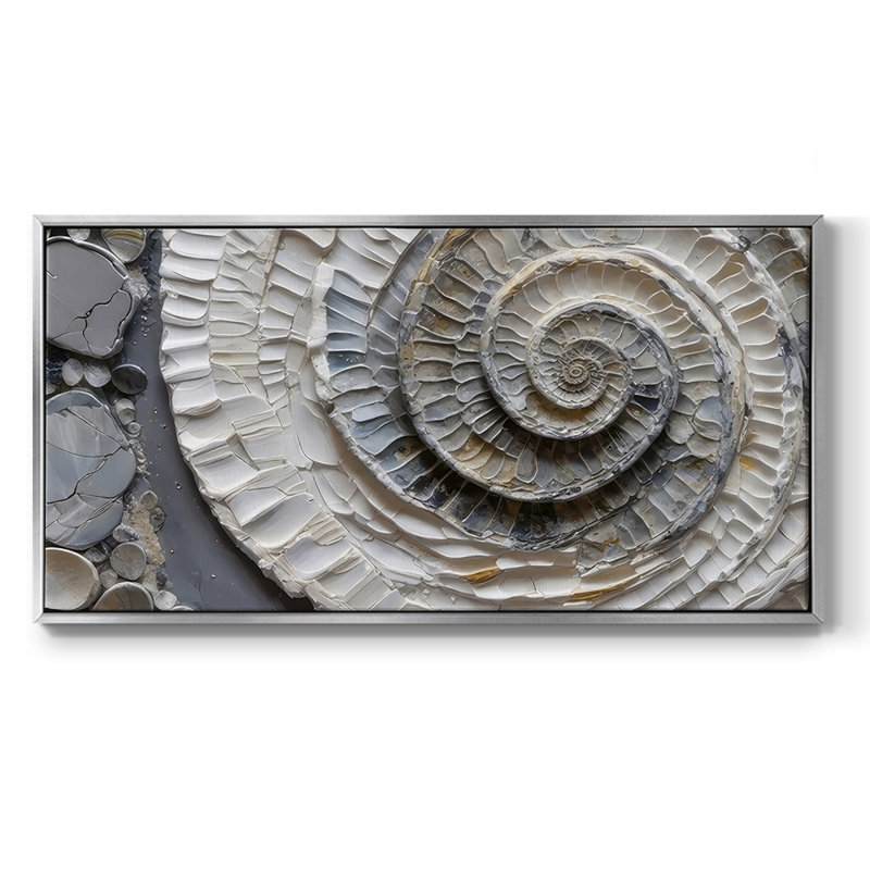 Plaster Dreams VII - Toile tendue avec châssis encadré - Prêt à être accroché, H 17 po x l 33 po, Argent argent