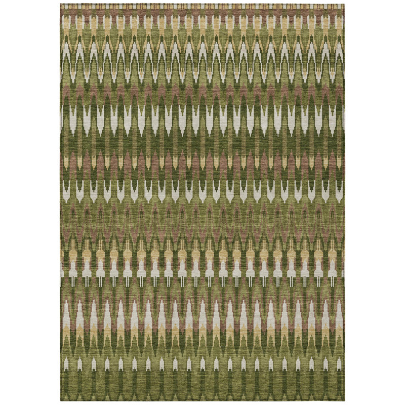 Tapis intérieur / extérieur brun lavable 8 pi x 10 pi Southwestern