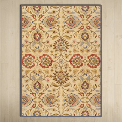 Arden Floral Handmade Tufted Wool Ivory/Denim/Red Area Rug