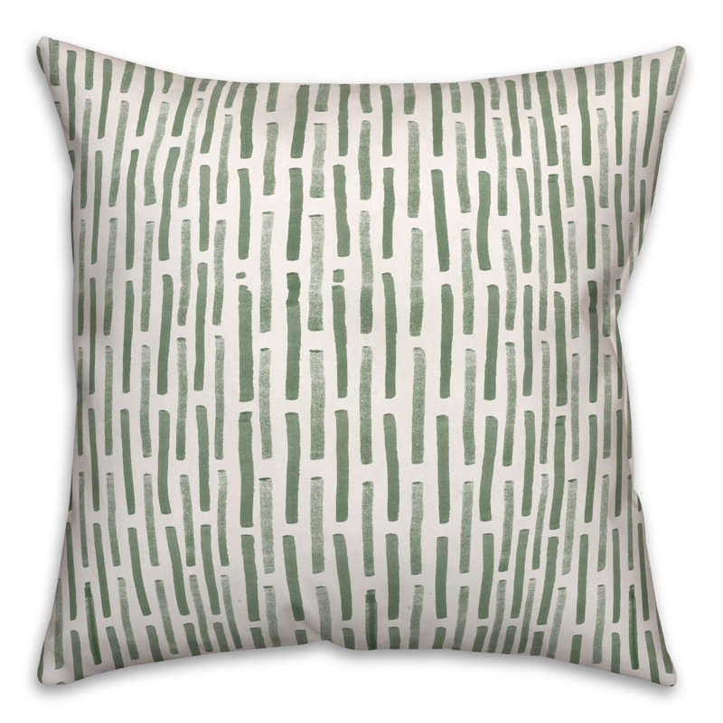 Striped Outdoor Reversible Throw Pillow, 18" H x 18" W, Green
