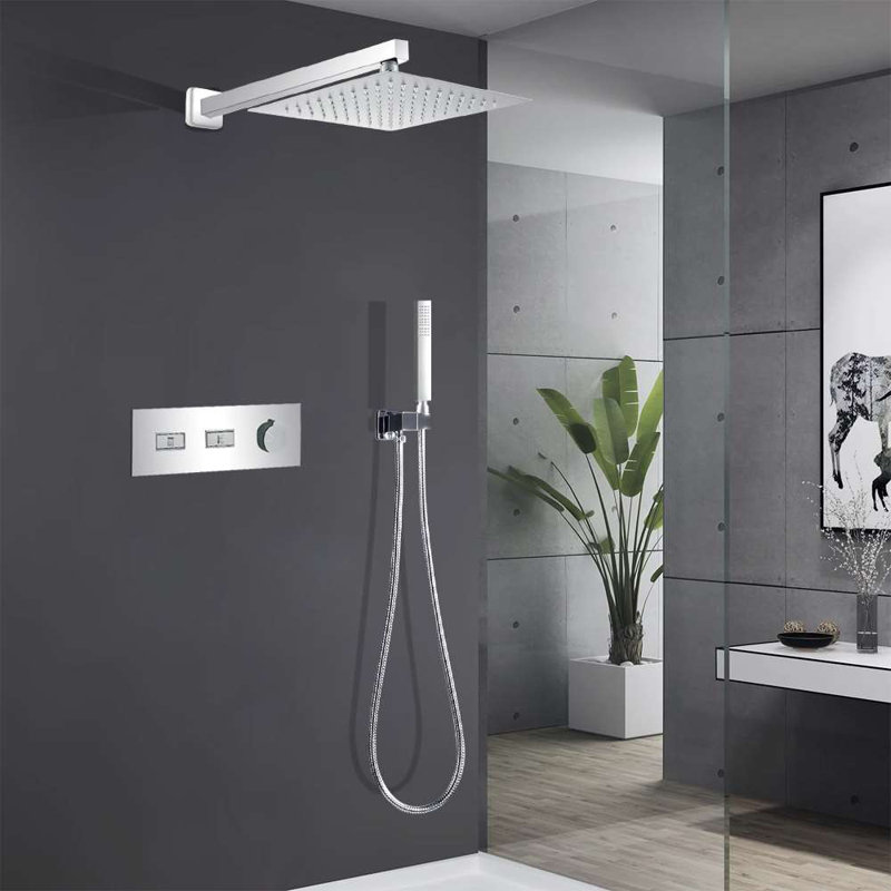 Barletta Chrome 2 Functions Wall Mount Thermostatic Shower System with Sleek Controls