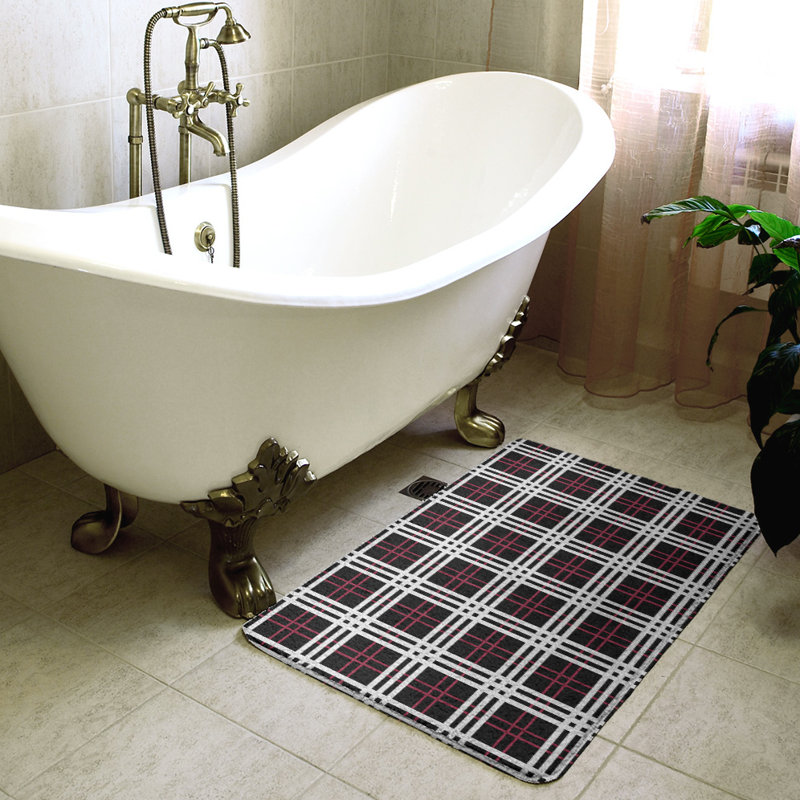 Tapis pour salle de bain Philadelphia, l 21 po x L 34 po, Black/White/Red