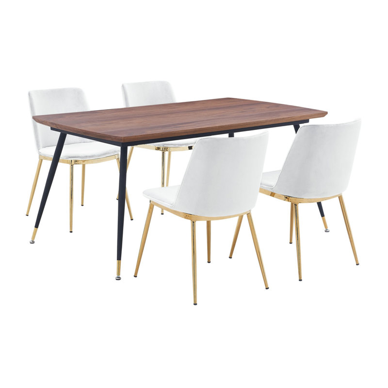Shannon Dining Set, 1 Table and 4 Chair, White