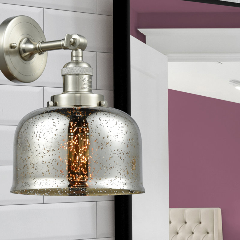 Bell - 1 Light 8" Sconce, Silver Mercury, 6 Watt Vinage LED Bulb, Brushed Satin Nickel