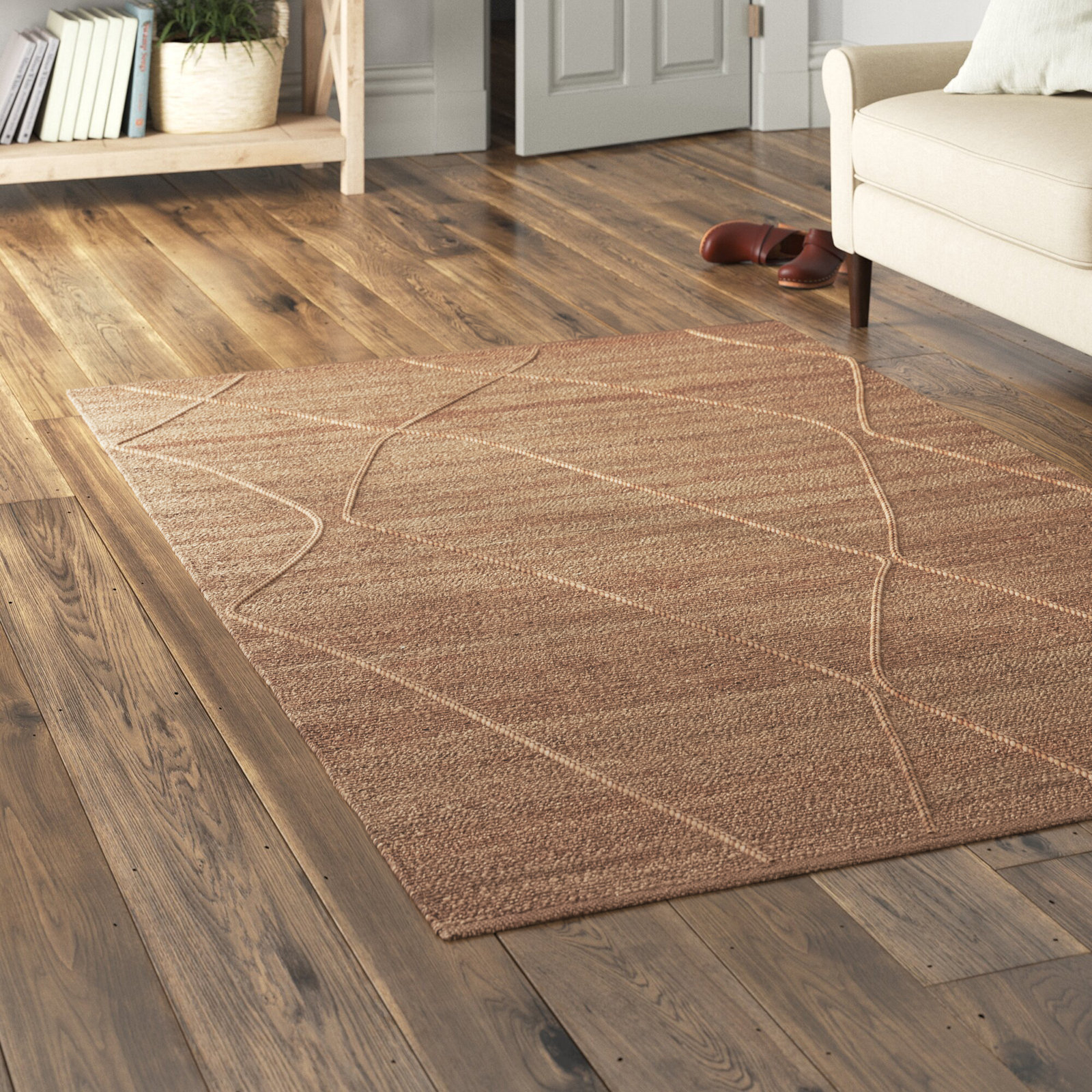 Albemarie Natural Hand-Woven Geometric Jute Rug, Rectangle 5' x 7'6"