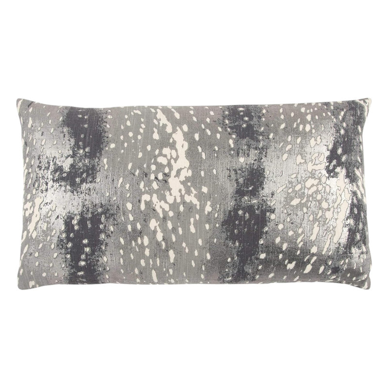  Coussin rectangulaire en coton avec rembourrage, Gris, polyester