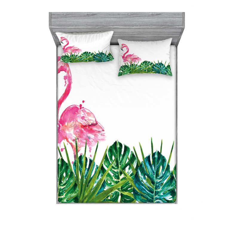 Microfiber Floral Sheet Set, Full/Double Sheet Set with Fitted Sheet