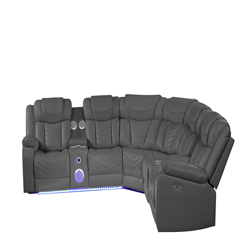 Canapé modulaire inclinable de style moderne, Similicuir gris