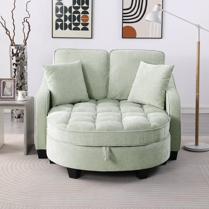 Two-Seater Sofa, Double Sofa Chaise Longue, With Irregular Armrests And Backrests, Footrest With Storage Space, Comes With Two Small Throw Pillows, Suitable For Living Room And Bedroom