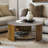 Round Mixed Material Coffee Table With Shelf-1342383415