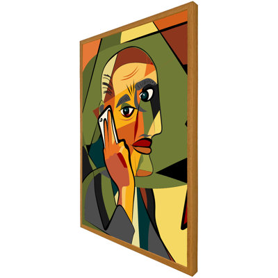 Brunsville Portrait Cubism Art Style,Man Calls On A Phone - Single Picture Frame Print