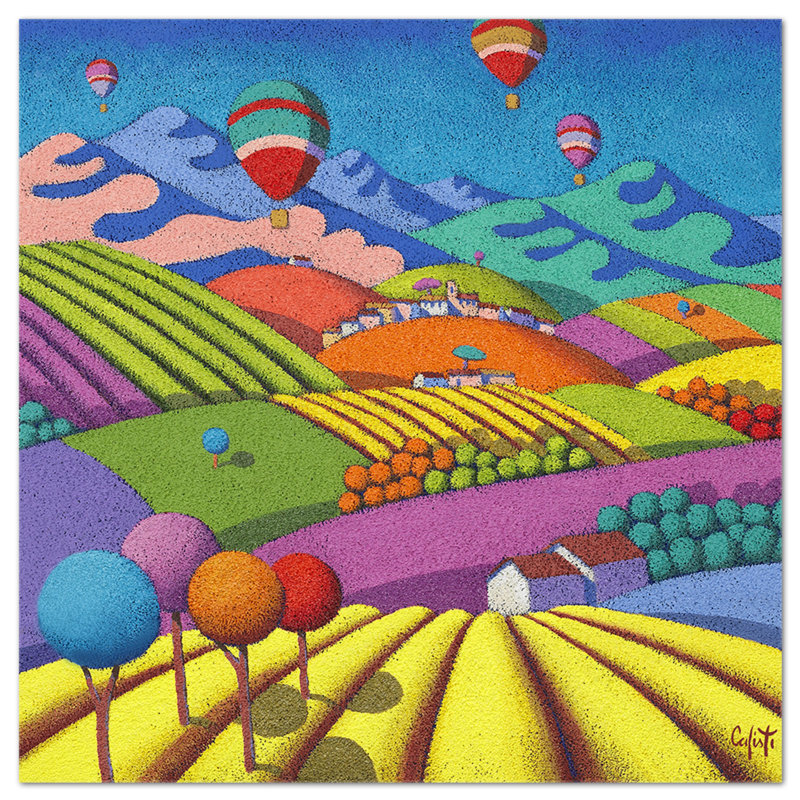 Hillside Landscape by Stefano Calisti - No Frame Painting on Plastic / Acrylic, 65cm H x 65cm W