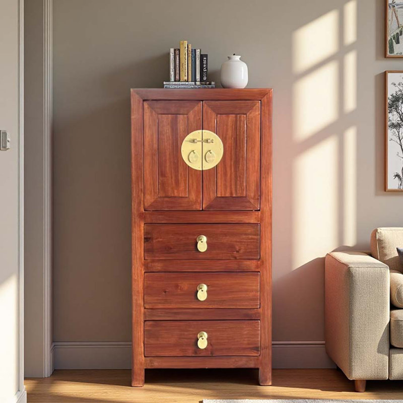 Armoire d'entrée en bois de camphre massif, Bois brun foncé
