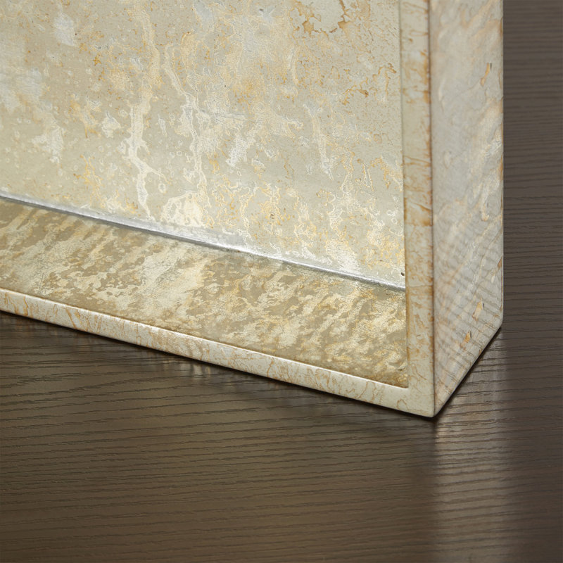 Plateau de table basse laqué, H 2,25 po x l 15 po x P 15 po, Argent champagne
