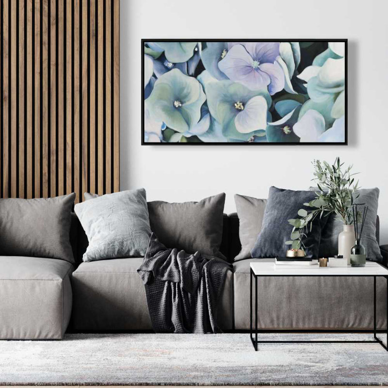 Hydrangea Plant - Neo Mint Framed Canvas for Home Decor