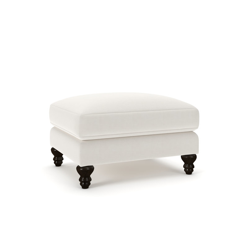 Walters Upholstered Ottoman, Lena Off White Performance Linen Blend