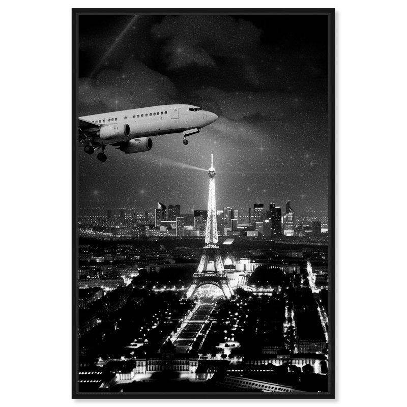 «Flight To Paris», impressions murales en noir et blanc pour hommes par Notoriart, Cadre noir, H 16 po x l 11 po