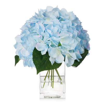Faux Silk Hydrangea Arrangement in Vase