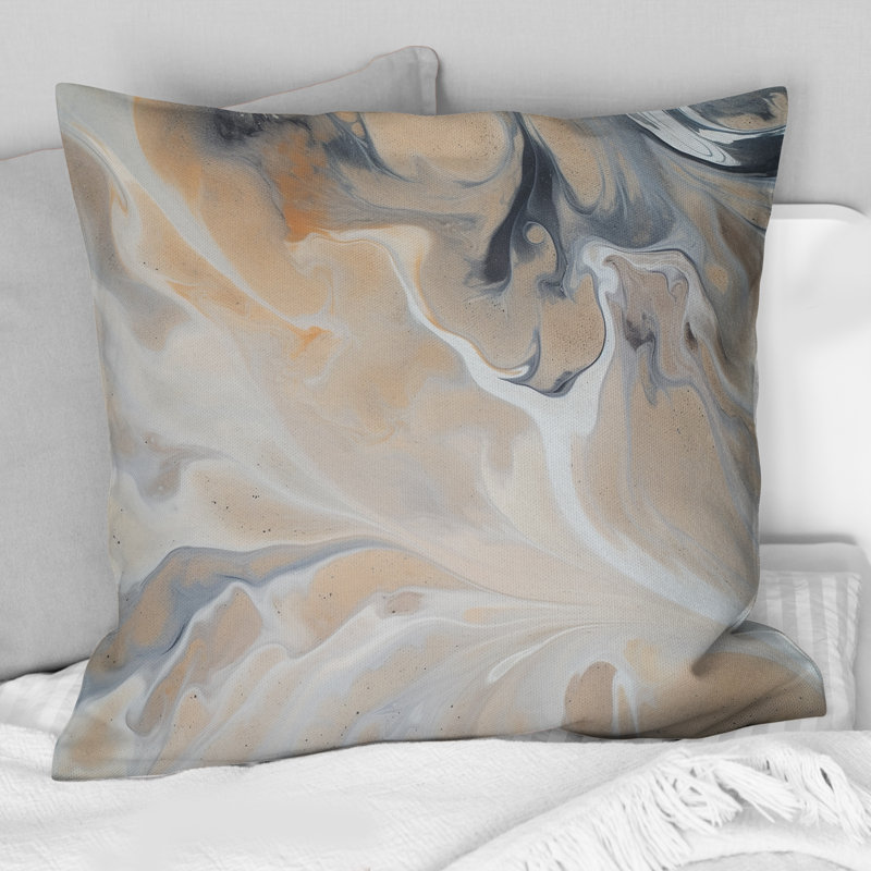 Abstract Marble With Copy Space VII - Fractals Printed Throw Pillow