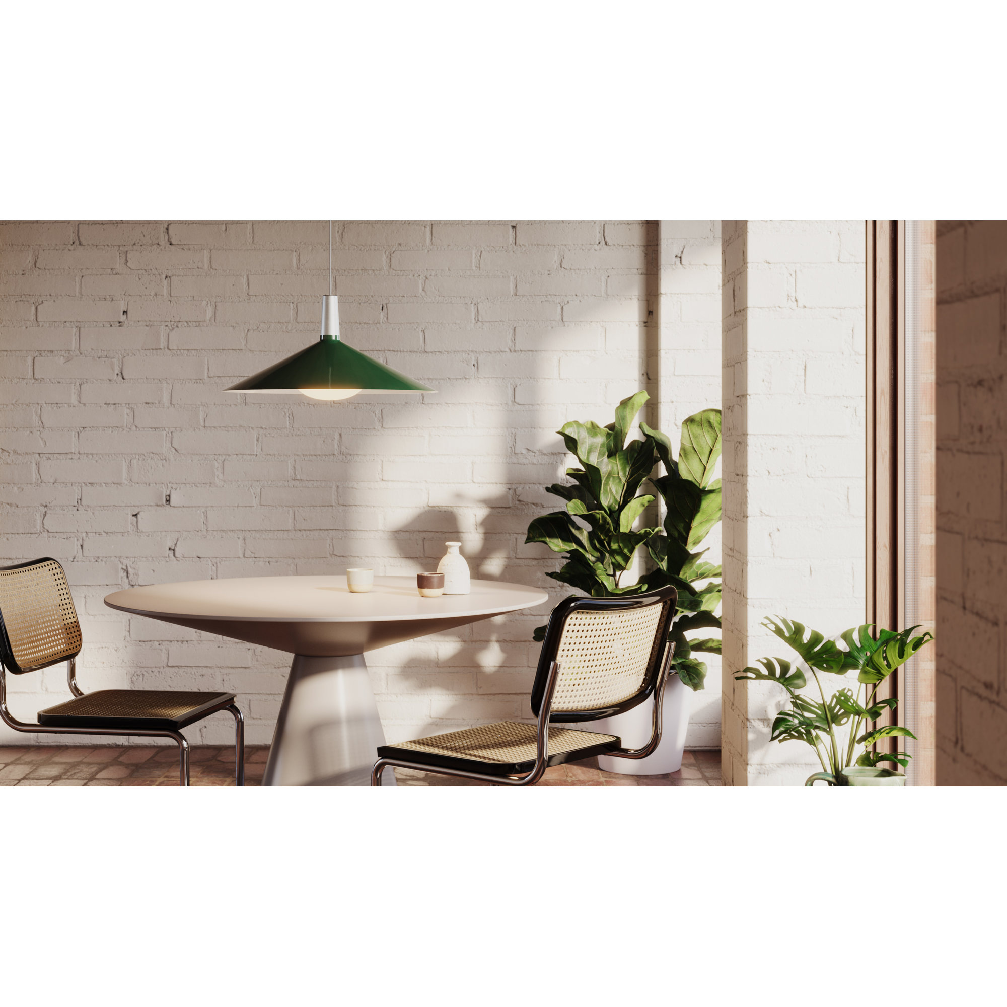Large Bower Pendant Light In Anodised Aluminium, Green