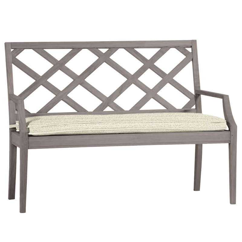Haley Teak Garden Bench, Oyster Teak, Dove Sunbrella® Linen, Welt